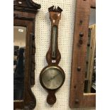 A 19th Century mahogany and inlaid barometer thermometer, dial inscribed P Tattomanzo,