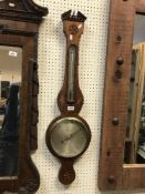 A 19th Century mahogany and inlaid barometer thermometer, dial inscribed P Tattomanzo,