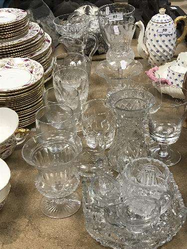 A collection of glassware to include a single facet cut rummer in the George III taste (probably