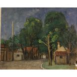 JEAN VINAY (1901-1978) "Buildings in Landscape", oil on canvas, signed bottom left, unframed,