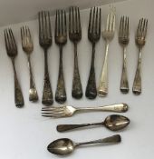 A set of five Victorian silver Old English pattern table forks (by Chauncer & Co.