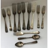 A set of five Victorian silver Old English pattern table forks (by Chauncer & Co.