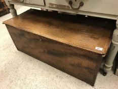 A 19th Century elm six plank trunk 100 cm wide x 42 cm deep x 41 cm high