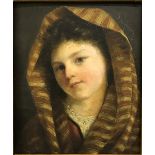 GUERRINO GUARDABASSI (1841-93) "Young peasant girl" a head and shoulders portrait study of a young