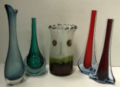 Two Murano Galiano Ferre Sommerso vases with flared bases,