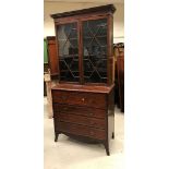 A 19th Century mahogany and satinwood strung secretaire bookcase,