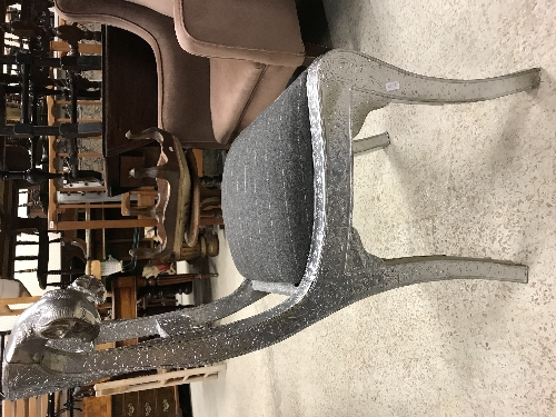 A pair of Continental embossed silver coloured metal covered bar back chairs with ram's head - Image 9 of 21