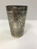 An Indian silver goblet engraved "Genl. Sir Lloyd WM.