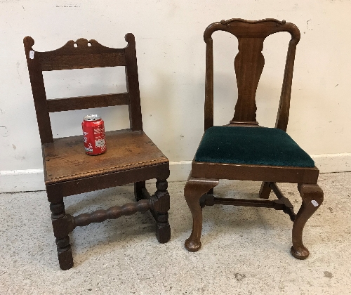 A 20th Century mahogany child's chair in the Georgian style with drop in seat on cabriole legs to