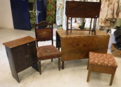 A 19th Century oak rectangular drop-leaf dining table, 106 cm x 140 cm max,