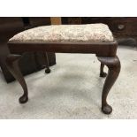 A circa 1900 walnut framed dressing stool in the early 18th Century manner,