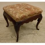 A 19th Century mahogany framed dressing stool in the Louis XV taste,