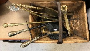 An iron handled wooden trug,