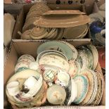 Four boxes of assorted decorative china wares to include Alfred Meakin part dinner service and a