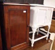 A Victorian mahogany pot cupboard, the single door enclosing a single shelf on a plinth base,