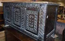 A 19th Century oak coffer in the 17th Century manner,