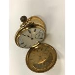 An 18 carat gold cased full hunter pocket watch with engraved monogram decoration,