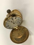 An 18 carat gold cased full hunter pocket watch with engraved monogram decoration,