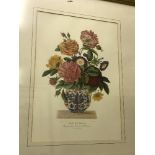 "Vase du Japon - Roses des Quatre Laisons et Belles de Jour", coloured print,