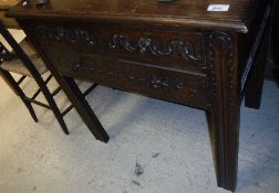 An oak cutlery canteen table in the 17th Century style,