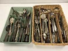 Two trays of assorted plated cutlery