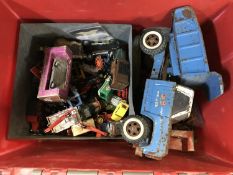 A large collection of playworn toys to include Matchbox, Lledo, Corgi Classic Toys,