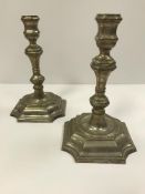 A pair of late 18th century Hanover silver candlesticks by Franz Peter Bunsen,(date letter J),