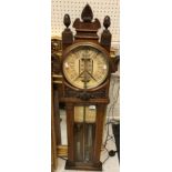 A carved oak cased "Improved Torricelli" mercury barometer thermometer,