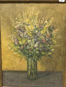 O FITLING "Spring flowers in a vase" still life study, oil on canvas,