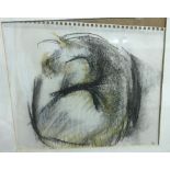 CAROLINE WATERLOW "An old gumbie cat" charcoal and pastel,