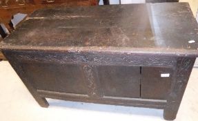 A circa 1700 oak coffer,