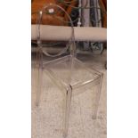 A set of six Kartell "Victoria Ghost" clear perspex chairs, designed by Philippe Starck,