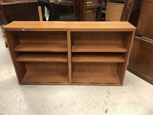 A set of three 20th Century ash sliding glazed door cabinets of plain form raised on ebonised - Image 2 of 3