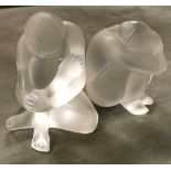 A Lalique figure of a nude clutching their knees, 5.