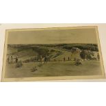AFTER CECIL ALDIN "Goodwood from Trundle Hill" colour print signed in pencil,