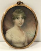 PETER PAILLOU (1757-1831) "Young lady in lace-trimmed dress", a miniature portrait study,