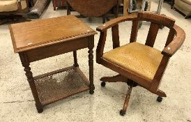 A Continental mahogany occasional table on turned legs united by a caned under tier 59.5 cm x 49.