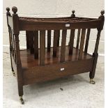 An Edwardian mahogany and ebony strung duet dressing stool in the Sheraton Revival taste,