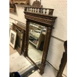 A circa 1900 Dutch oak framed pier glass or overmantel mirror with bevel edge plate, 87.