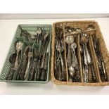 Two trays of assorted plated cutlery