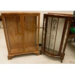 A modern mahogany bureau de dame with three drawer two door superstructure over two frieze drawers