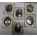 A collection of five 20th Century portrait miniatures in the Italian style,