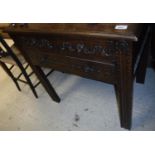 An oak cutlery canteen table in the 17th Century style,