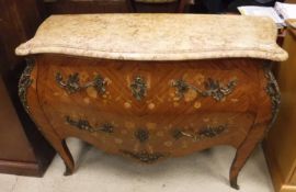 A modern Sienna type marble topped commode in the 18th Century Continental manner,