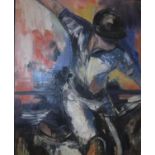 BECKER ?? "Study of a polo player", oil on canvas, signed lower right and dated '89,