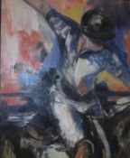 BECKER ?? "Study of a polo player", oil on canvas, signed lower right and dated '89,