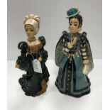 KAY ARCHER - a pair of figures of Medieval ladies of court,