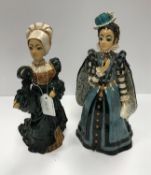 KAY ARCHER - a pair of figures of Medieval ladies of court,