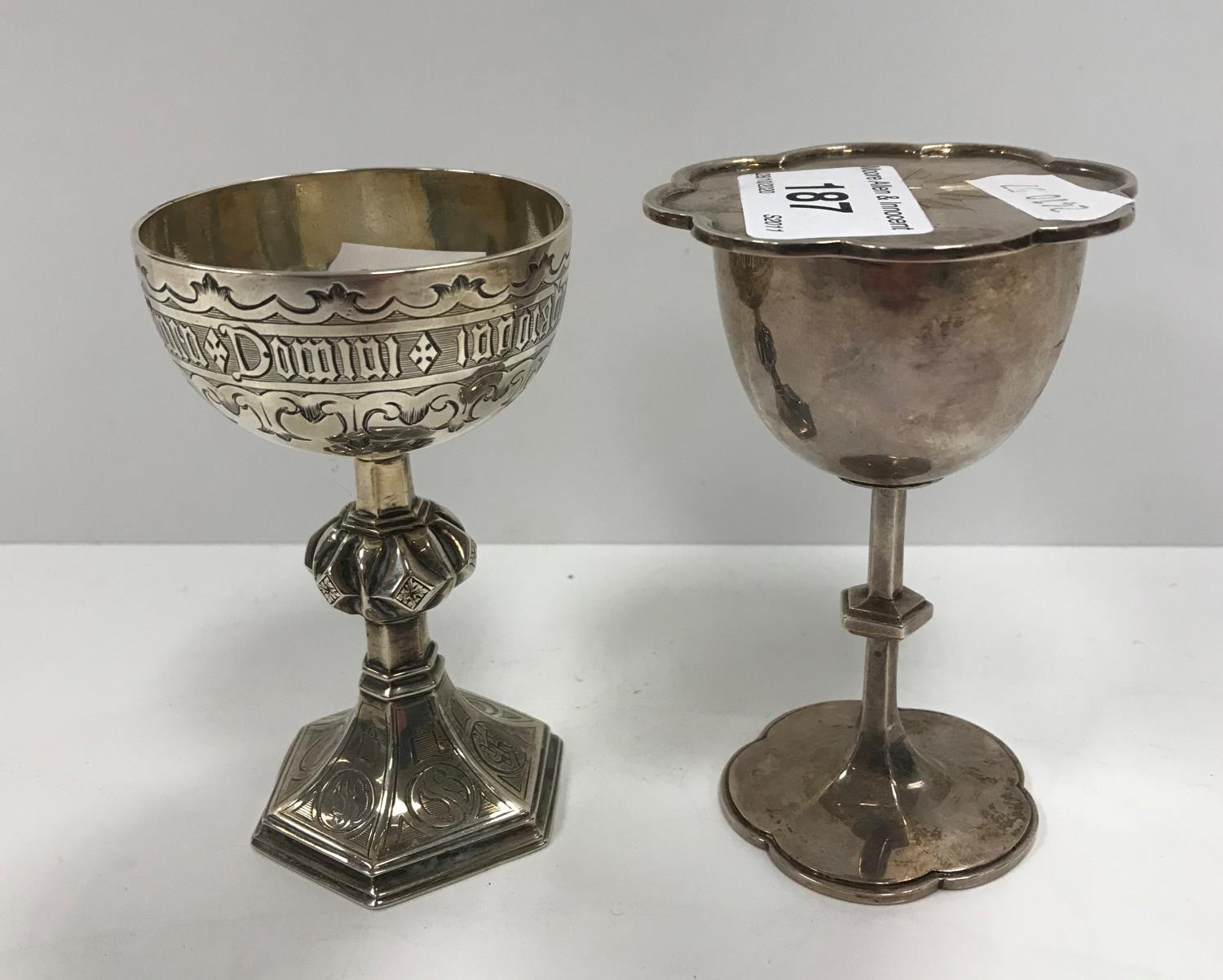 A Victorian silver travelling Communion chalice and paten (by Charles Reily and George Storer ,