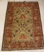 A Caucasian rug, the central panel set with floral design on a neutral ground,